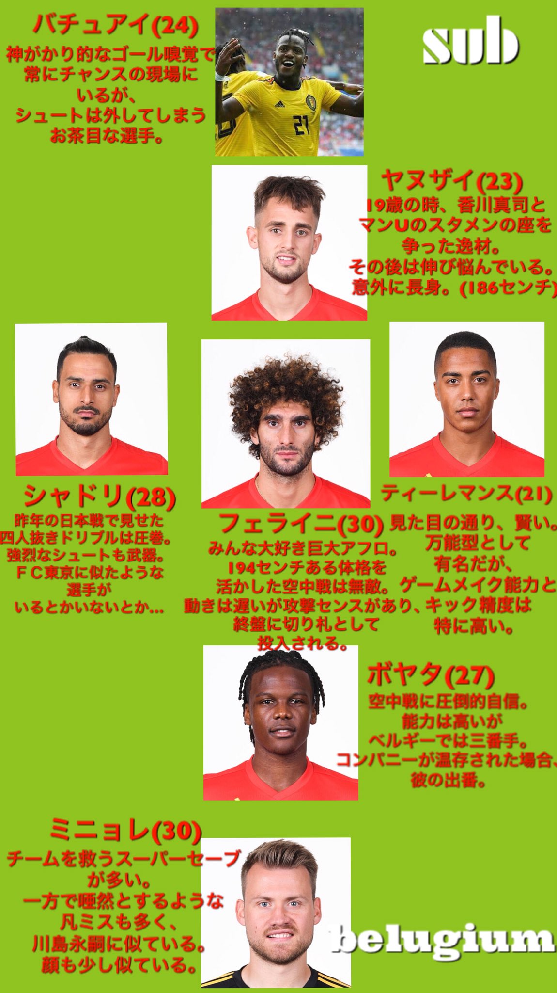 蓮 超力作がついに完成 日本代表とベルギー代表の選手一覧 簡潔な説明付き ワールドカップをきっかけにサッカーに興味を持った人に届くといいな ベルギーよく知らん いや 日本すらよく知らんという人は是非見てみてほしい ヴィジュアル的にも