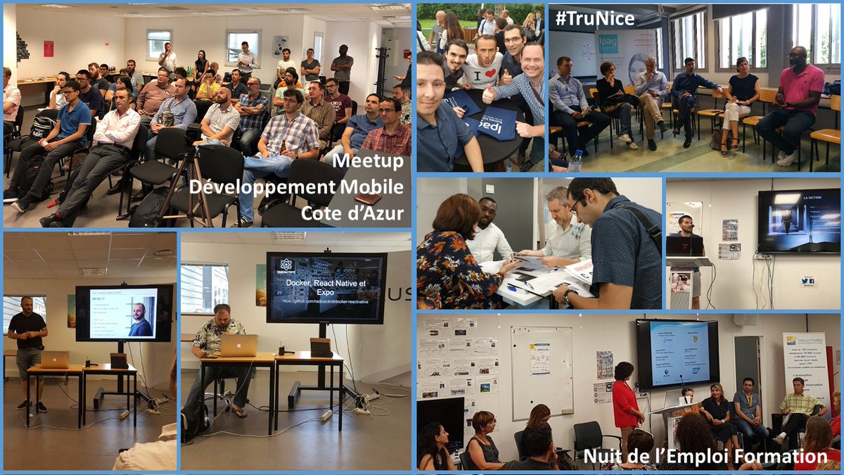 JobOpportunIT_'s tweet image. Retour en images sur les événements de la semaine : #TruNice @LinkHumansFr, #Meetup #DéveloppementMobile #CôteAzur avec @attestis @franckm83 et La Nuit de l&apos;#emploi et de la #formation @TelecomValley ! #SophiaAntipolis #Nice06 #devmobca