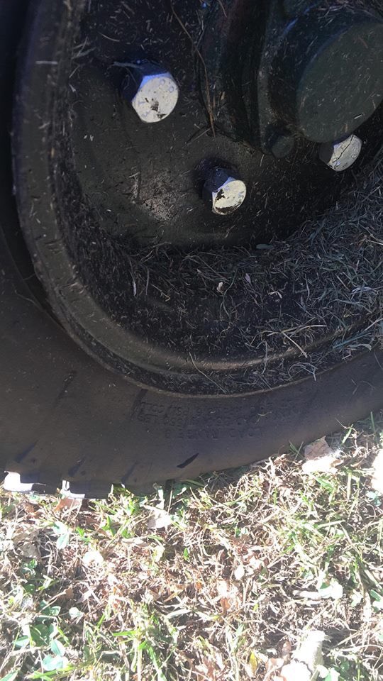 BarringtonCC's tweet photo. Last night as we come and cut the outfield at our beautiful cricket club and find that someone has SLASHED every tyre on our gang mowers. If anyone knows anything about people down at the ground at night PLEASE let us know. I give up on what makes some people the way they are. https://t.co/JT0LG6zhRg