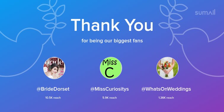 South West Bride (@bridesouthwest) on Twitter photo Our biggest fans this week: <a href="/BrideDorset/">Dorset Bride</a>, <a href="/MissCuriositys/">Miss Curiosity</a>, <a href="/WhatsOnWeddings/">#WeddingDay</a>. Thank you! via sumall.com/thankyou?utm_s… Our biggest fans this week: <a href="/BrideDorset/">Dorset Bride</a>, <a href="/MissCuriositys/">Miss Curiosity</a>, <a href="/WhatsOnWeddings/">#WeddingDay</a>. Thank you! via sumall.com/thankyou?utm_s…