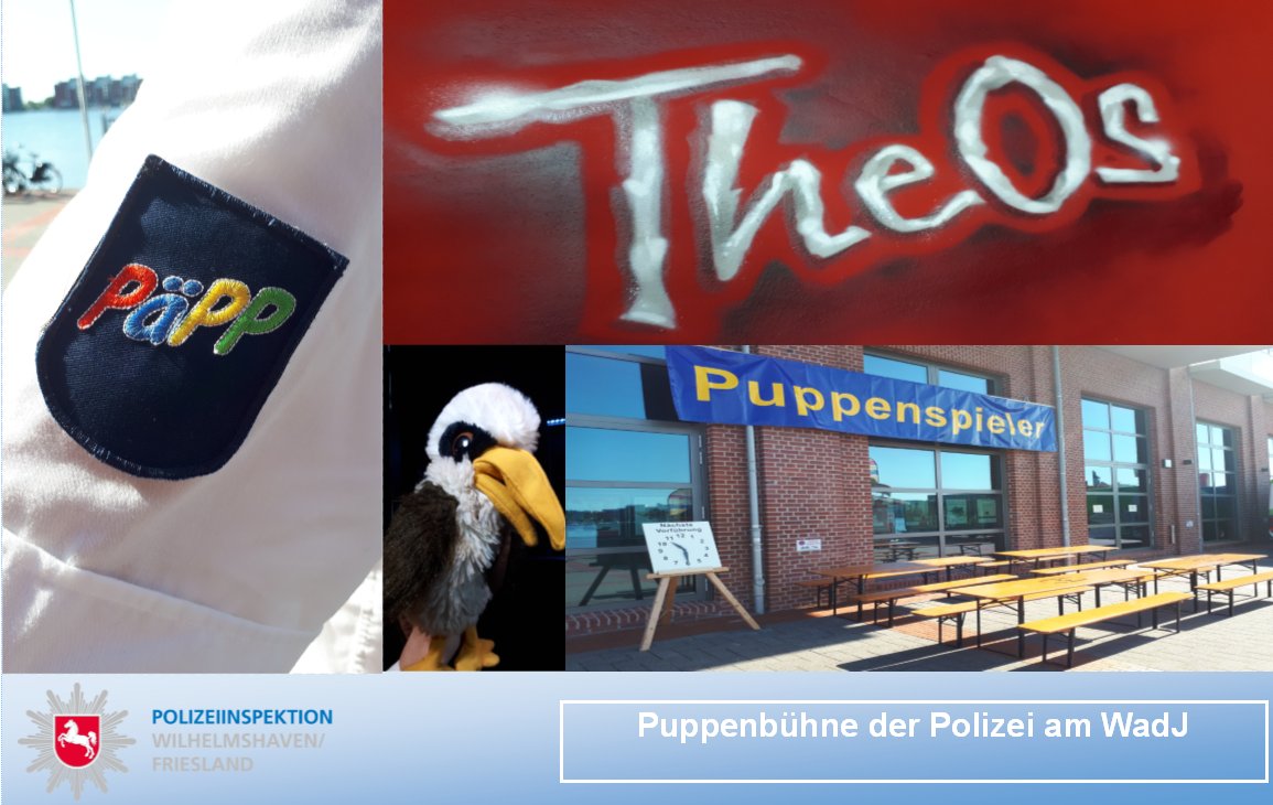 Polizei_WHV_FRI's tweet photo. Auch heute sind beim #WadJ unsere Puppenspieler und deren Gäste wieder im TheOs-Theater am Bontekai aktiv! Den genauen Spielplan findet ihr hier: https://t.co/P76TP4rSys *mg https://t.co/jifxjHVuFr