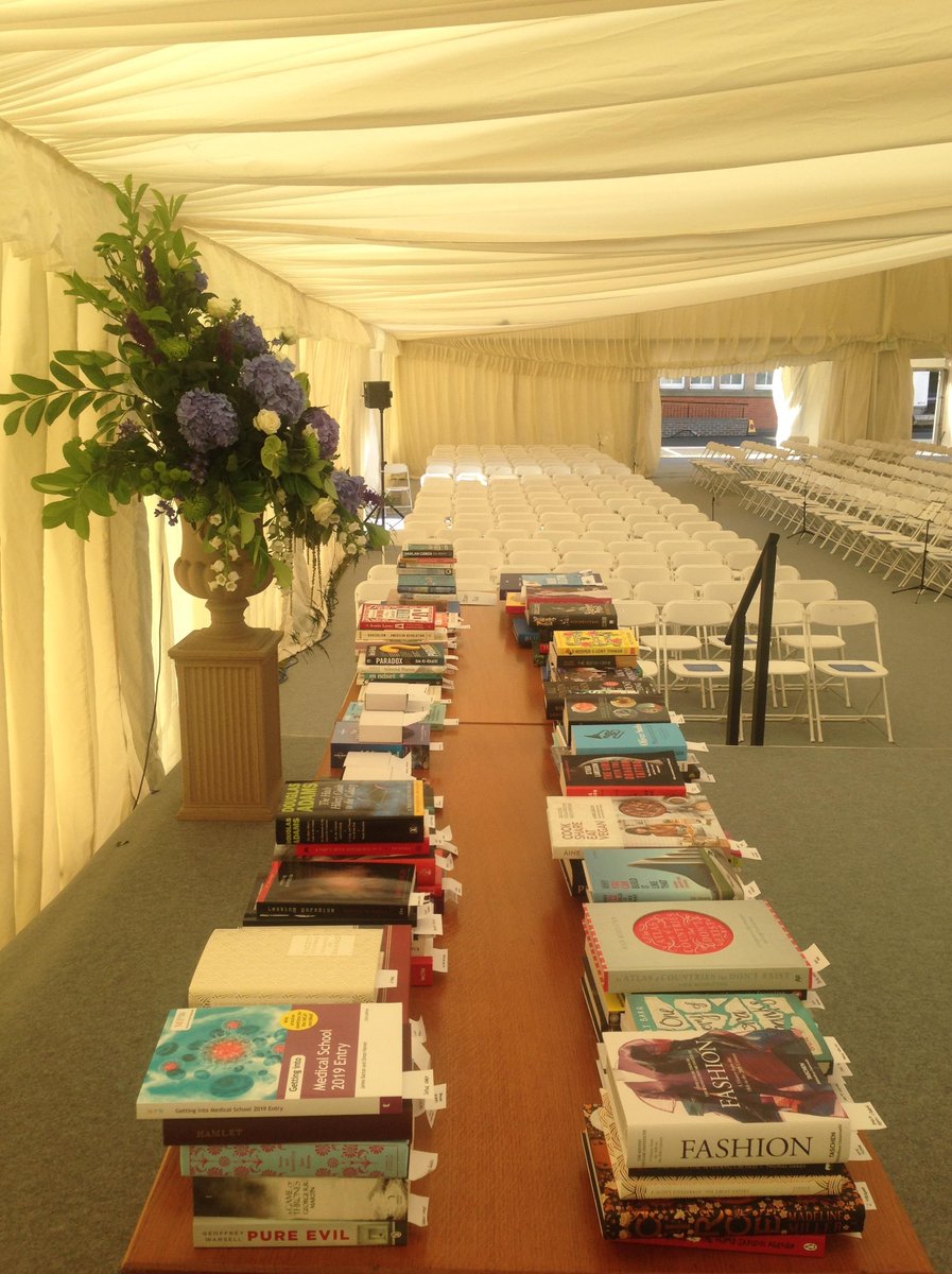 ReptonLibrary's tweet image. Phew - done! Speech Day prizes lined up and ready to go.