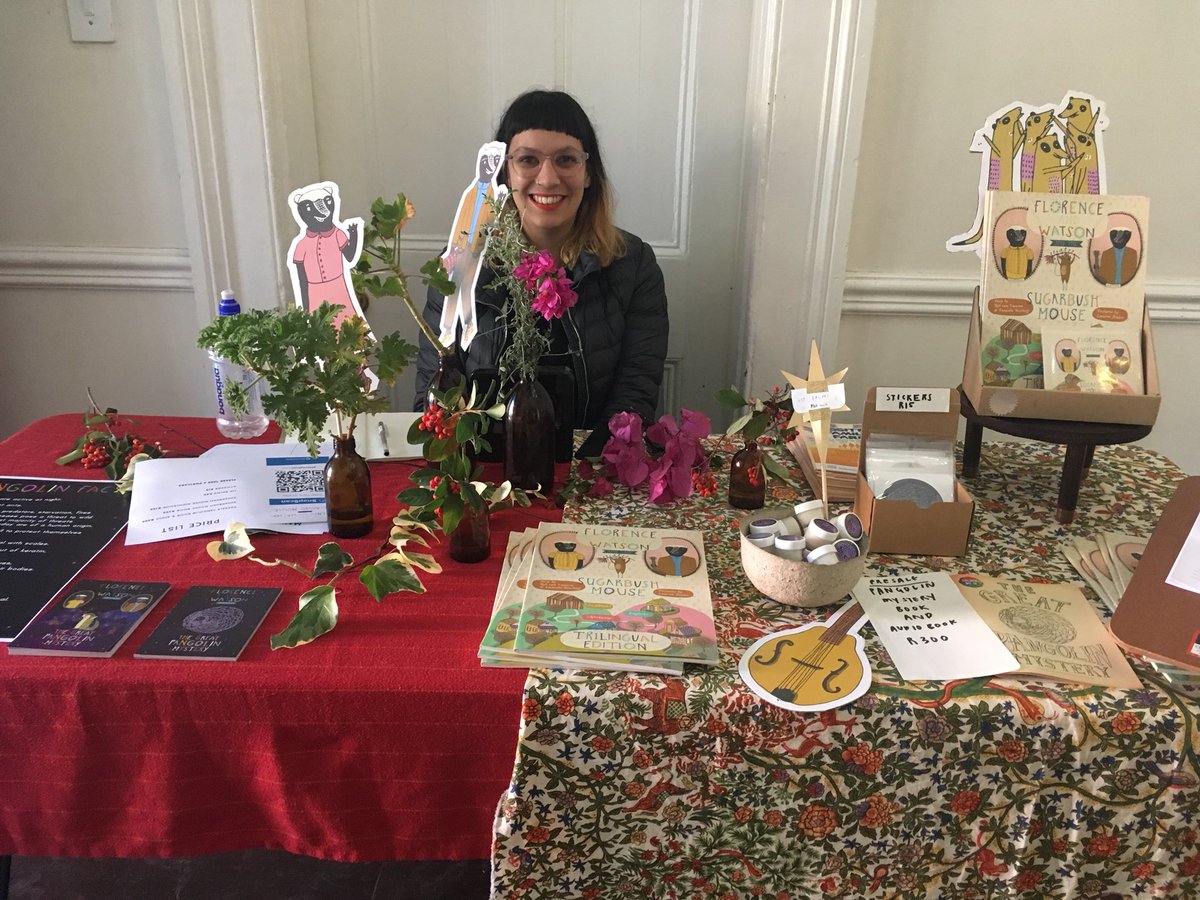 Assitej_ZA's tweet photo. Lauren Fowler from #FlorenceandWatson - the amazing illustrator and designer behind the children’s book and the gorgeous costumes, set and  puppets... come order your books and audiobooks today! #Naf18 #Assitej #Takeachildtothetheatre https://t.co/8qIe3gw6Il