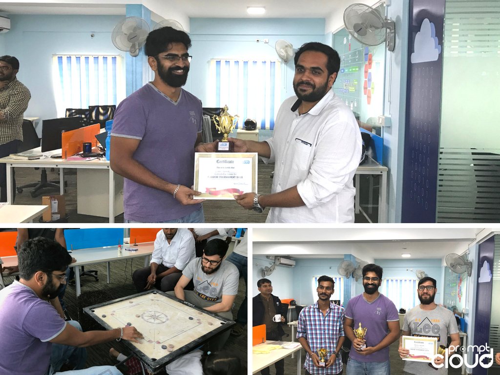 promptcloud's tweet photo. Congrats to Sukesh on being the first ever champion of PromptCloud carrom tournament. Ranjeet and Samit secured the second and third positions after giving a tough fight. #LifeAtPromptCloud #Carrrom #Fun #Friday #Office https://t.co/UtEnndkYP6