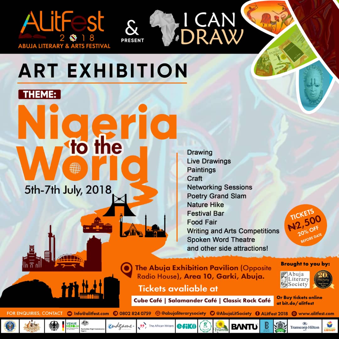 ICanDrawAfrica's tweet photo. Join us at ALIFest 2018. Its a literary and Art festival. 
We will be bringing beautiful visual arts that will spark up your inspiration. 5th-7th July at the Exhibition Pavilion Abuja @AbujaLitSociety @thought_pyramid @BritishCouncil #Wearenigeriancreatives https://t.co/ytOhrU1Bmd