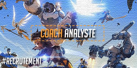 [📍Recrutement📍]
Notre équipe #Overwatch cherche son nouveau #coach 👔 #analyste 🔍
Skills requis 
🔞Majeur
👌XP #coaching #analyse
🏃Actif
💻Lannable
Si tu souhaites emmener nos joueurs jusqu'aux plus grandes LAN, contacte @karnageproject5  ou <a href="/skaizTV/">Alexis "sKaiZ" P</a> 😉