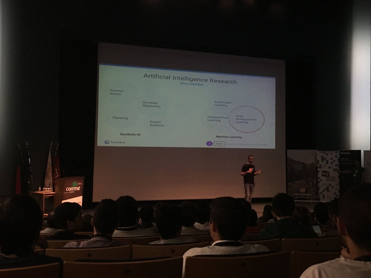 OutSystemsEng's tweet image. First speaker is up! Hugo Penedones from @DeepMindAI on Artificial Intelligence Research. @CommitPorto #commitporto #AI #DeepLearning