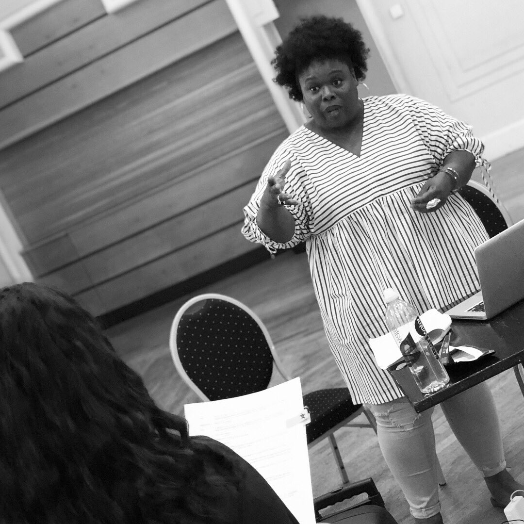 SYTSevenoaks's tweet photo. Singing rehearsals! With the villainous panto favourite @JasetteAmos. First taste of musical theatre in an SYT production #DestinyNuggets https://t.co/diDRRyH0gD