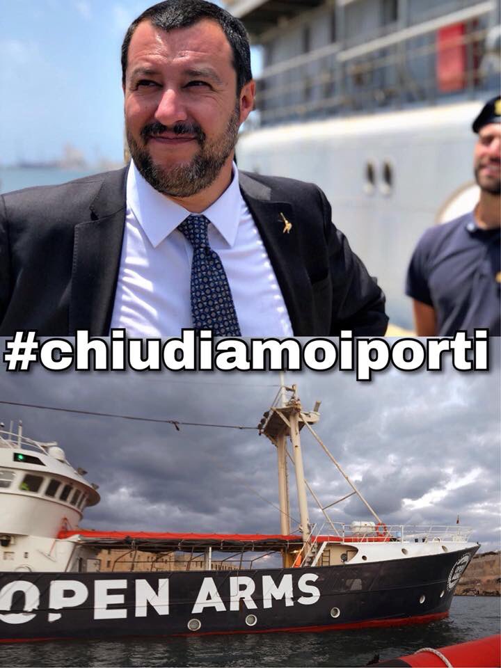 matteosalvinimi's tweet image. Questa nave @openarms_fund si trova in acque Sar della Libia, porto più vicino Malta, Ong e bandiera della Spagna: si scordino di arrivare in un porto italiano.
Stop alla mafia del traffico di esseri umani: meno persone partono, meno persone muoiono.
#chiudiamoiporti
