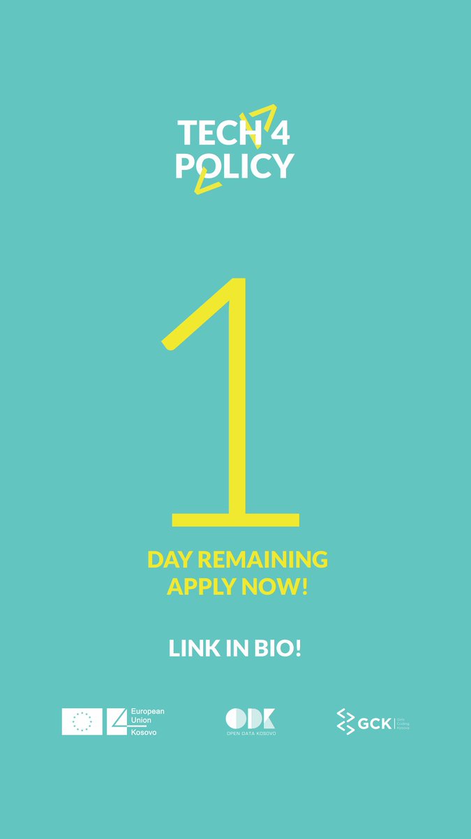 OpenDataKosovo's tweet image. An opportunity not to miss! 

All young girls interested in using open data and digital platforms to improve their community and become active citizenship, #Tech4Policy is for you!

Application deadline: June 30
Application link: tech4policy.com/apply