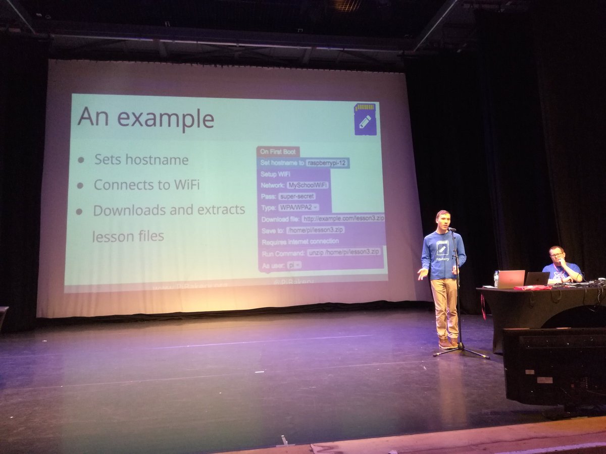 recantha's tweet image. David Ferguson talking about @PiBakery at #raspberryfields