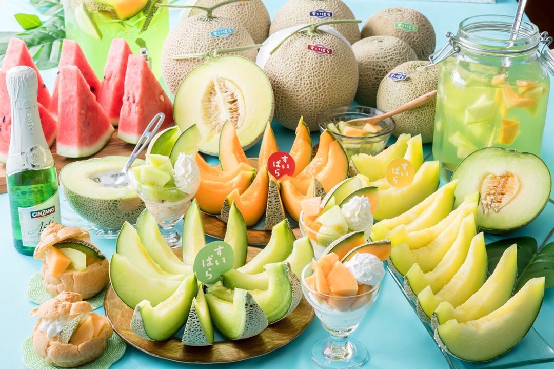 ７月６日より期間限定でスイーツパラダイス１１店舗では、メロンやメロンスイーツを楽しめる『メロン食べ放題』を開催します✨
