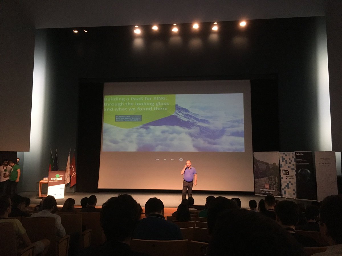 OutSystemsEng's tweet image. Stefan Kaes talking about his experience building a PaaS for XING @CommitPorto #commitporto #PaaS
