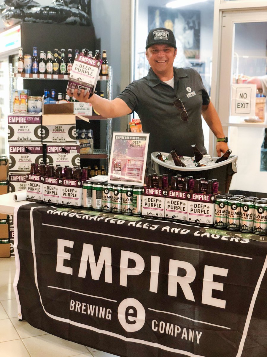 empirebrewJing's tweet photo. #deeppurple &amp; #slomo sampling today at Finger Lakes Beverage Center. Guess who is gonna be pouring your cup? @EmpireDKat @empirebrew 🤩🤩🤩 https://t.co/CVBwwDI3sT
