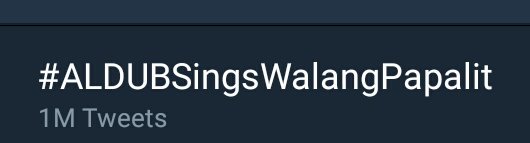 ADN HASHTAG SQUAD (@aldubhashtagsq) on Twitter photo Happy One Million Tweets! <a href="/ALDUBNation/">ALDUBNation</a>
#ALDUBSingsWalangPapalit
<a href="/ofctrendsetter/">TEAM OAT ᴬᴰᴺ</a> <a href="/mainedcm/">Maine Mendoza</a> <a href="/aldenrichards02/">Alden Richards</a> Happy One Million Tweets! <a href="/ALDUBNation/">ALDUBNation</a>
#ALDUBSingsWalangPapalit
<a href="/ofctrendsetter/">TEAM OAT ᴬᴰᴺ</a> <a href="/mainedcm/">Maine Mendoza</a> <a href="/aldenrichards02/">Alden Richards</a>