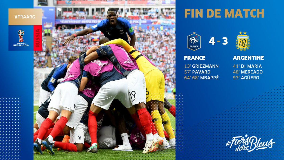 C'est terminé !!! Victoire de l'Equipe de France !!! (4-3) !!! #FRAARG #FiersdetreBleus #FRA
