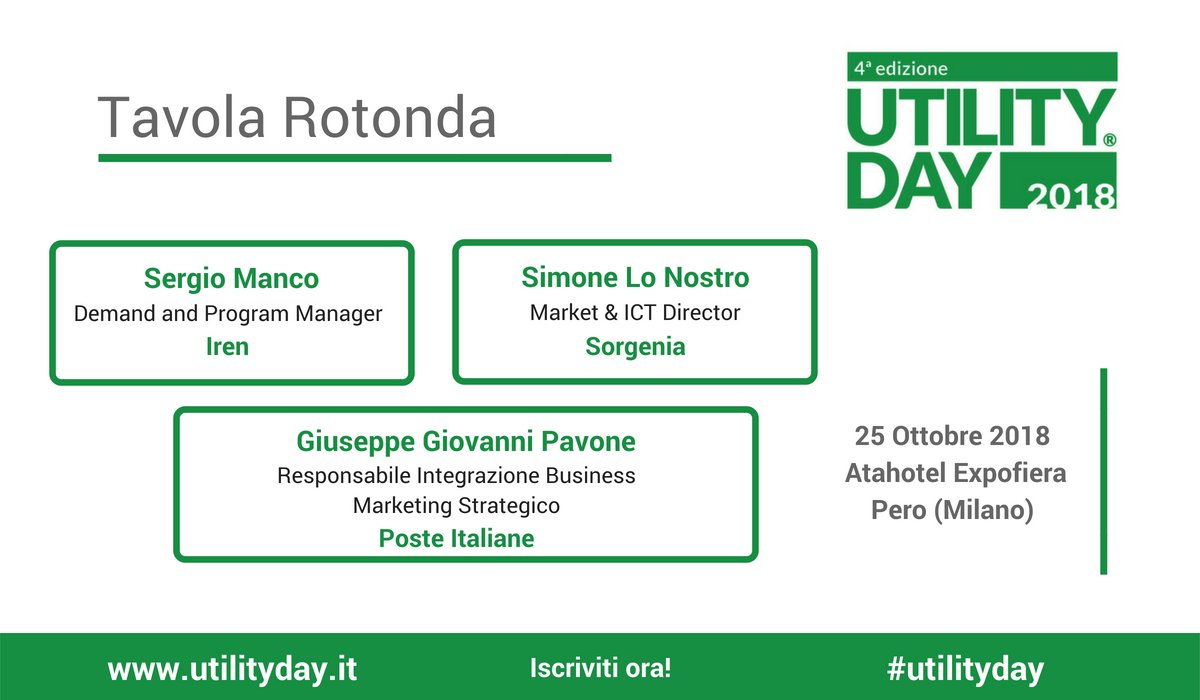 UtilitEnergy's tweet photo. Come l’adozione delle #tecnologieinnovative sta rivoluzionando i #processidigitali nelle #utilities? Ne parleranno a #utilityday Sergio Manco di @gruppoiren, @The_our di @sorgenia e Giuseppe Giovanni Pavone di @PosteNews
https://t.co/mjO2GhCAV1 https://t.co/jOGKNR9BdW
