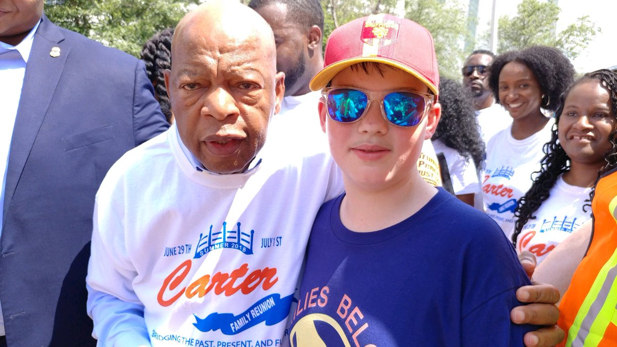 My son and a civil rights icon, marching together for justice. #KeepFamiliesTogether #FamiliesBelongTogether #FamiliesBelongTogetherMarch @repjohnlewis #nextgenprogressive