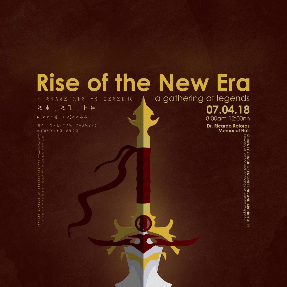 SCEALegends's tweet photo. Brace yourselves as the whole university witnesses the gathering of the Legends. Watch as the 5 houses rise and unite under the wings of the Dragon. On July 04, 2018 at exactly 8:00 in the morning, the College of Engineering and Architecture will embark it's assembly. https://t.co/QRnFWgwR2J