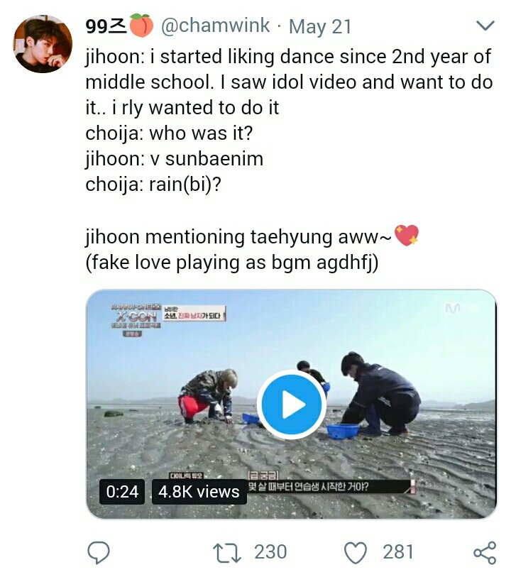 10.Taehyung's biggest fanboy & most dedicated fanboy Wannaone PARK JIHOONJihoon not only tries to mention  #V   in every show as his source of inspiration but has also stated tht the reason he decided to become an idol was after watching V perform onstage as such was his IMPACT