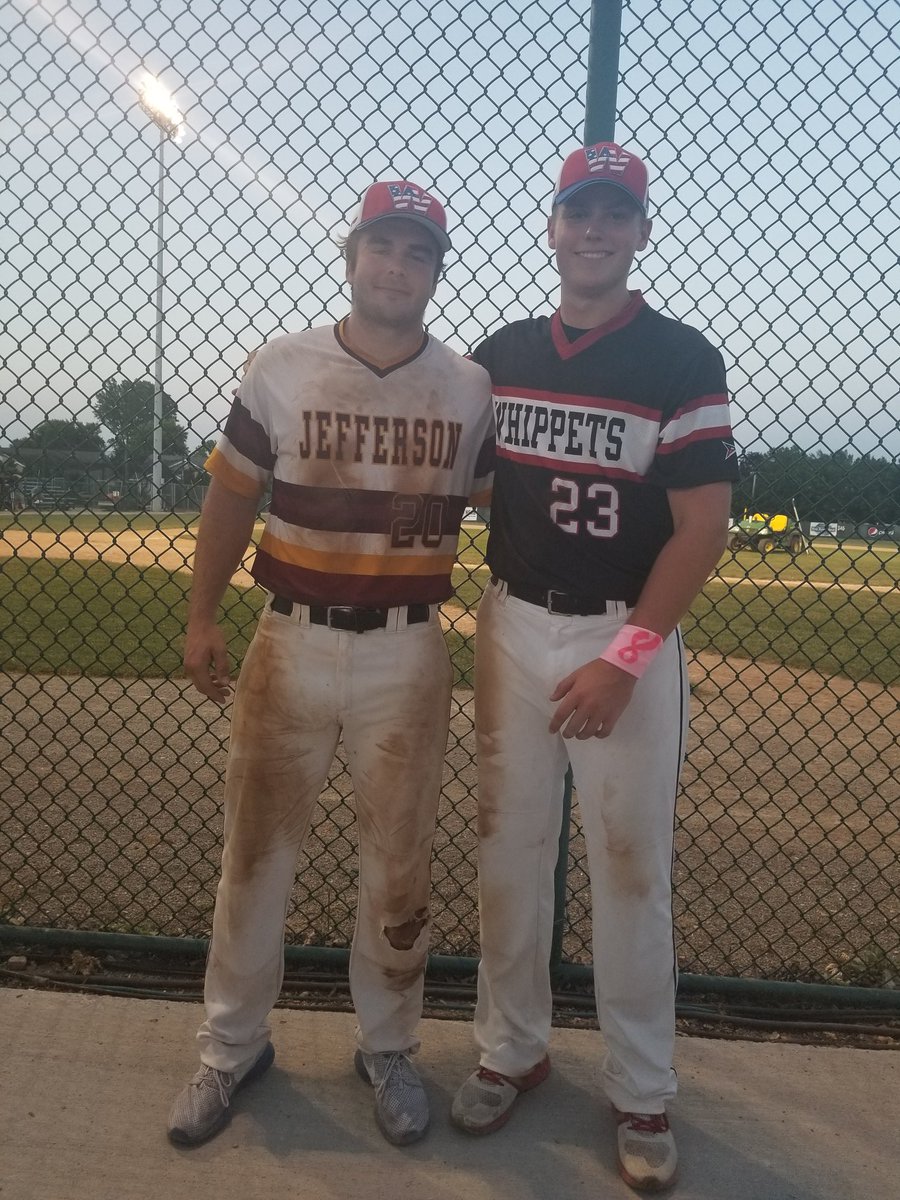 Fun to watch <a href="/BryceParrish23/">Bryce Parrish</a> and @idrays20 playing together again <a href="/thedingersquad/">Whippet Baseball</a> <a href="/BaseballJtown/">Jtown Baseball</a> #competitors #friends
