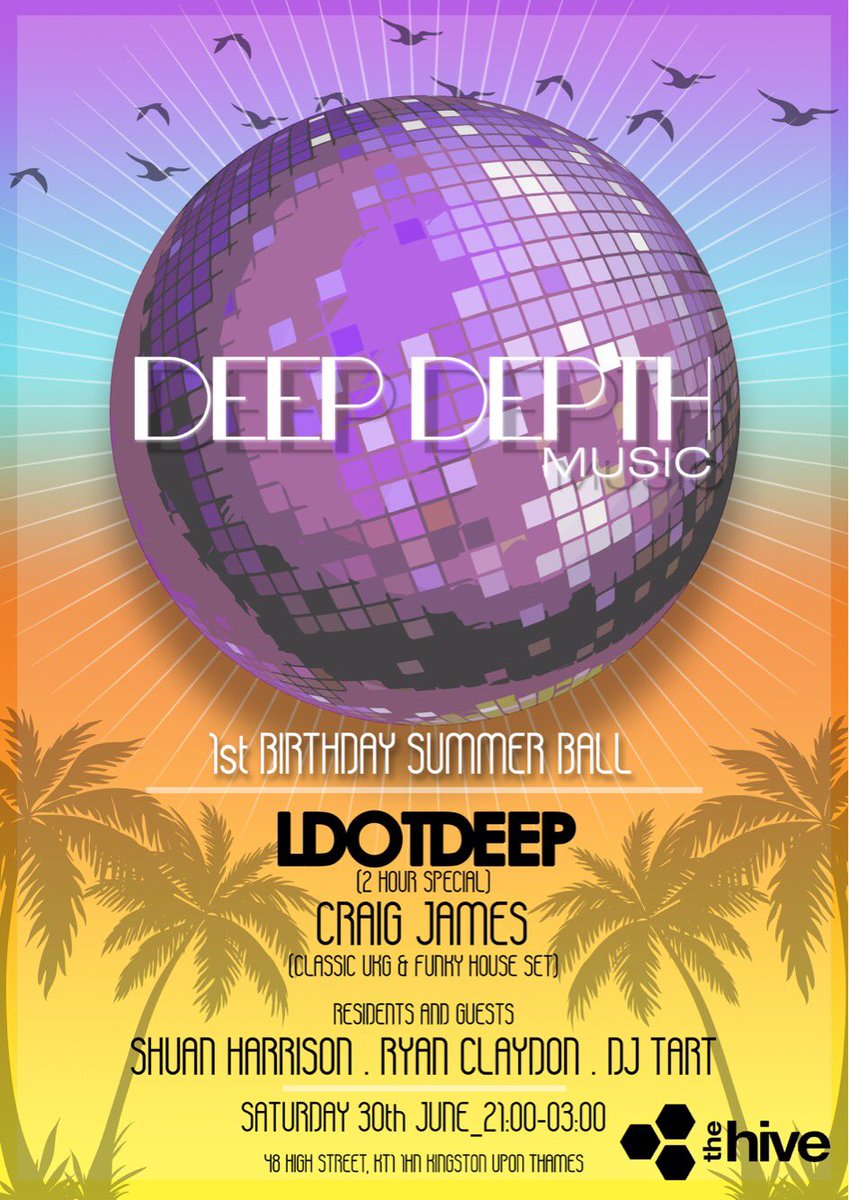 <a href="/deepdepthmusic/">Deep Depth Music</a> @thehivekingston Tonight Doors open 21:00 - Last entry 01:30 
48 High St, Kingston upon Thames
