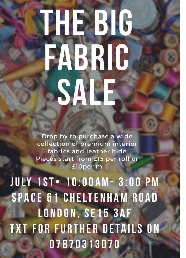 AliUnique2017's tweet photo. #handmade #handmade The BIG BIG FABRIC SALE  #INTERIORS #LEATHERHIDE #upholstery #fabrics #fashion #tweed #cotton #velvet #furniture #design #nunhead #se15  #london https://t.co/TqOAALXvJL