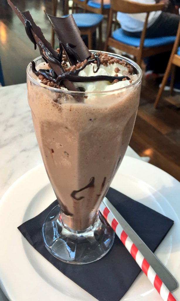 If you have to make an 11-hour journey, one way to take the edge off the pain is the Malted Chocolate Milkshake from Heston’s Perfectionists’ Cafe at Heathrow’s Terminal 2 #Delish