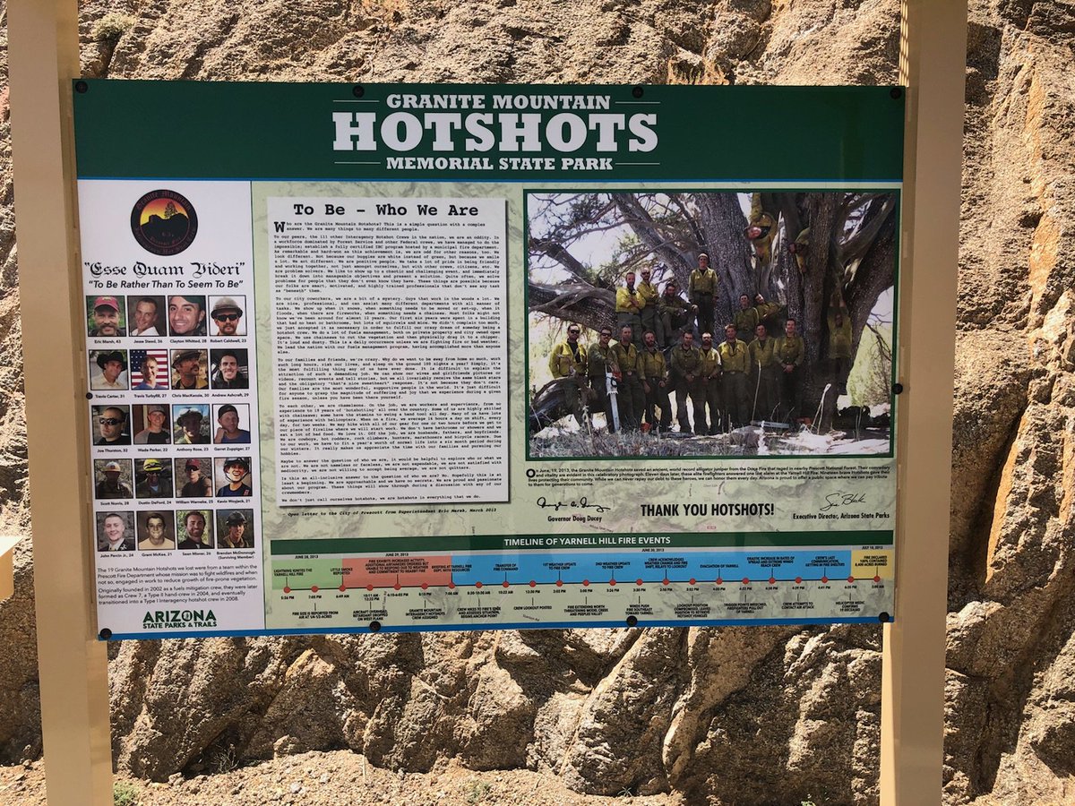 NFFF_News's tweet image. We honor and remember the 19 Granite Mountain Hotshots who died 5 years ago today battling the Yarnell Hill Fire. #Firehero