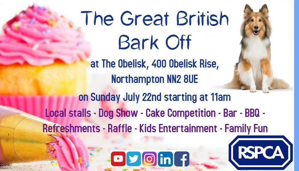 Who’s coming?  

#bakeoff #Northampton #theobelisk #greatbritishbarkoff #northamptonevents #rspcanorthamptonshire #charity #northamptonshire #familydayout #event #dogshow #supportlocal #SmallBusinesses #dogs #rspca