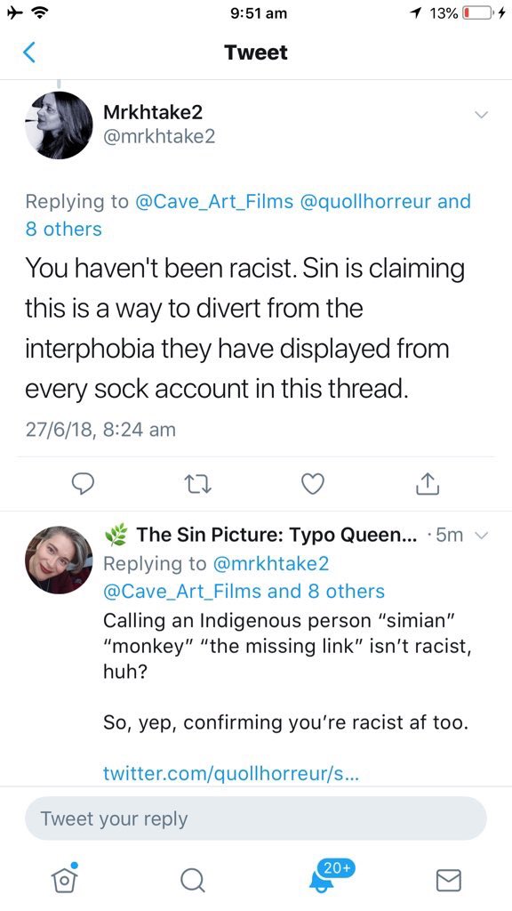 Oh, to go back to how I’m racist, I do have a screencap with who she is replying to (4th cap). I documented it in another thread. So, just a reminder of context.  #TERFgoggles Now onto the other accusations.