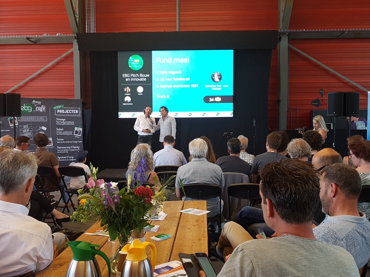 THOES_Groningen's tweet photo. De @EBGroningen pitch is van start! 
Wie van de 3 genomineerden wint straks de 1e plek met het beste bouw &amp; innovatie idee voor Groningen? https://t.co/fPc9QSIWQT