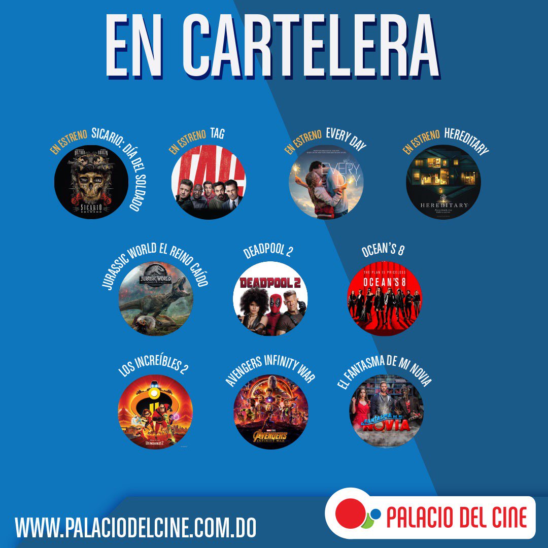 Si vas al cine hoy aquí te dejamos la cartelera 🙌🏼🎟🎟 Consulta los horarios en palaciodelcine.com.do #VíveloEnPalacioDelCine