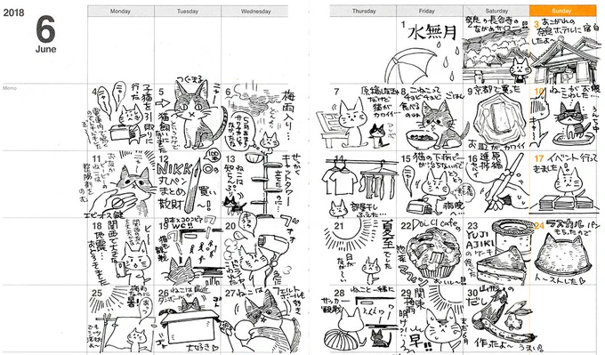 梅雨入りと梅雨明けが同じ月にあるという6月……今月は新しい家族つぐまる(ねこ)がやってきて大騒ぎでした!そんなこんなで6月のマンスリー絵日記です。ご査収ください!過去のマンスリー絵日記まとめ> #マンスリー絵日記 