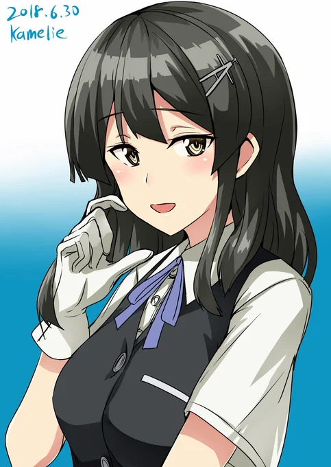 親潮「司令、ご報告です。艦隊泊地に異常なし。
静かな、夜です。」
#艦これ版深夜の真剣お絵描き60分一本勝負
#艦これ版真剣お絵描き60分一本勝負_20180630
意味深にチラッ 