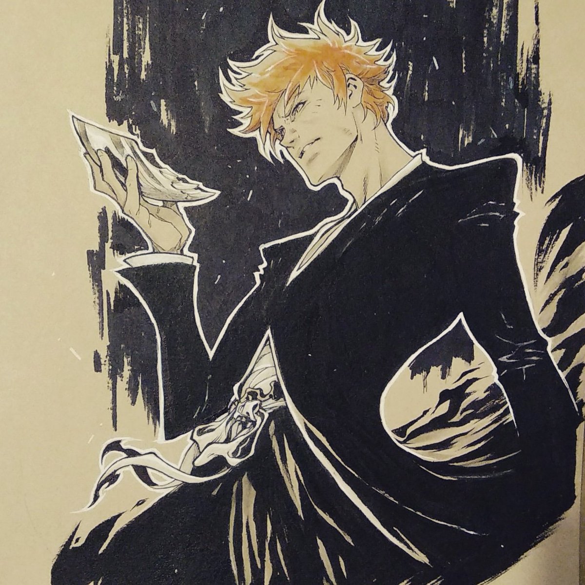 Iban Coello Ichigo Finished Bleach Ichigo Bankai Manga Inks Watercolours