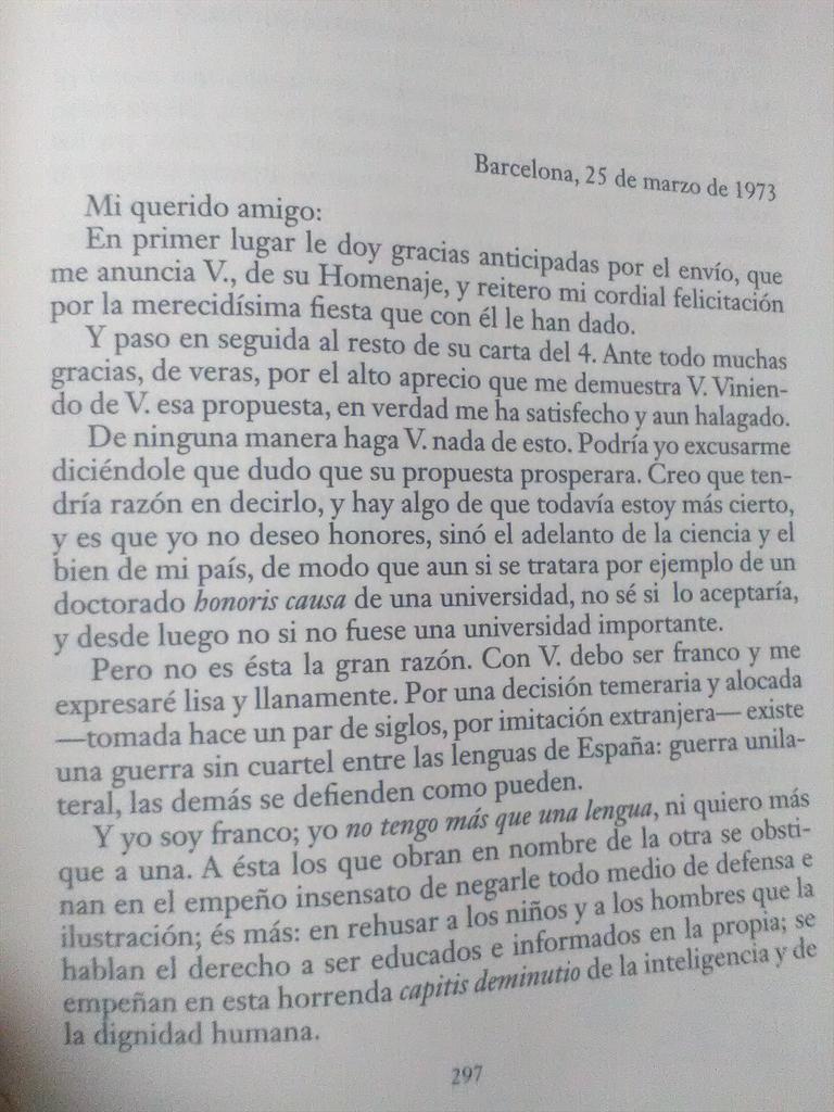 martin_rezola's tweet photo. Joan Corominesek Antonio Tovar filologoari, RAEko kide izatea proposatu ziotenean. https://t.co/YcXV1vG7Sg