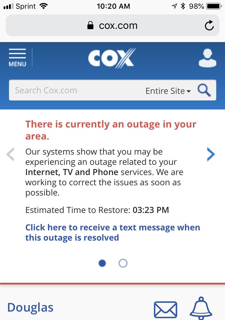 Cox Cable Outage In My Area Is The Service Down? On Twitter: "@Kendrixtweets ⛔️ Cox Communications Is  Having Outages Since 06:00 Am Est 👉 Https://T.co/1Plntou8Rc Rt If Down For  You! #Coxdown" / Twitter