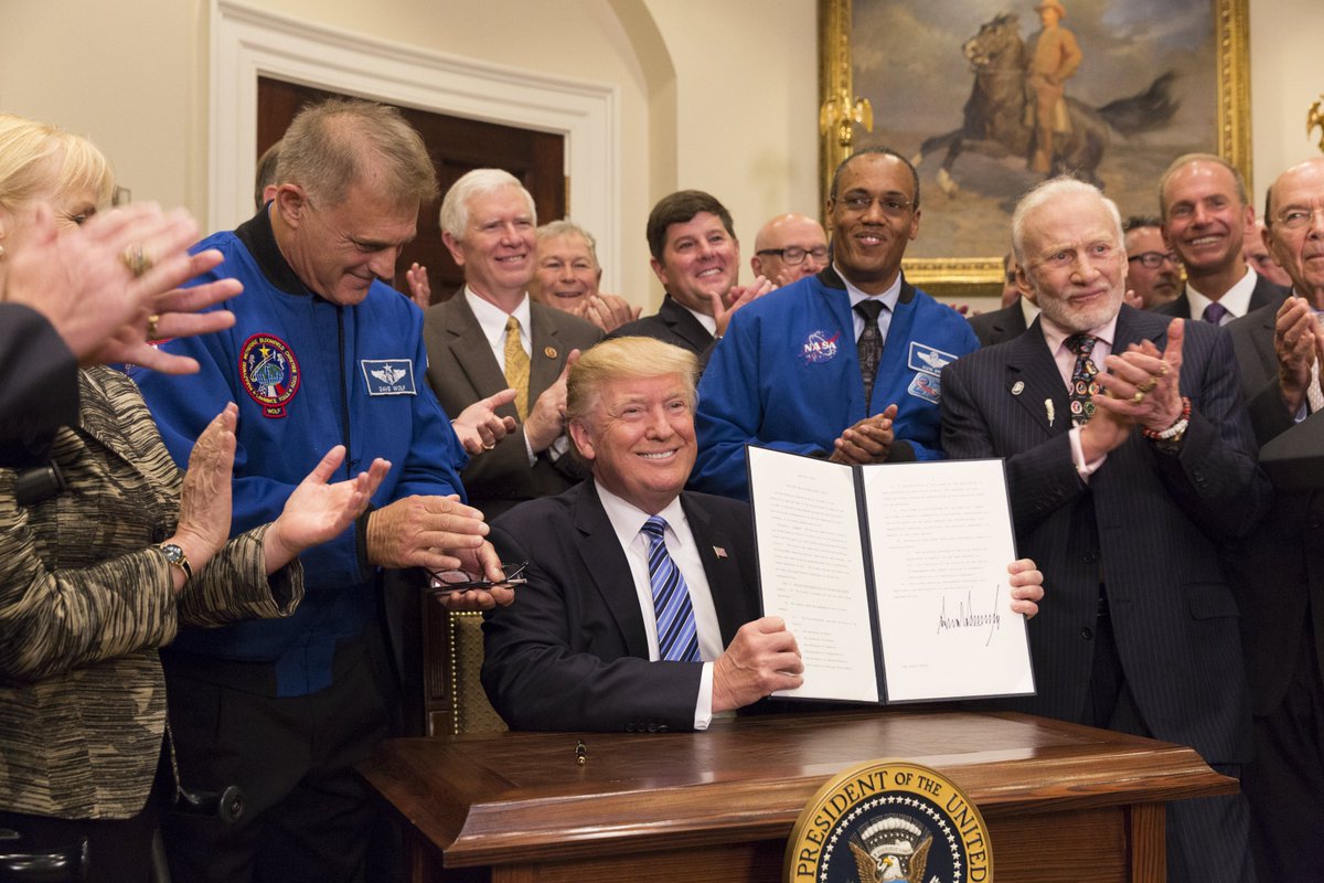 WhiteHouse45's tweet photo. Today marks one year since President Trump relaunched the National Space Council and named @VP Pence its chair, kicking off the next great chapter of American space exploration &amp; solidifying America's global space leadership. https://t.co/9YLy3pPPC8