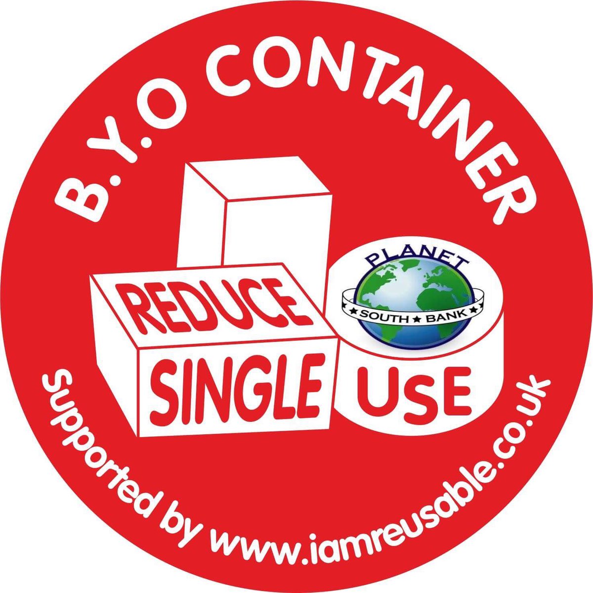 YorkPlanetSBank's tweet photo. Our fab shop window sticker with @iamreusable is now ready! If your business is happy to let people bring their own containers in for food shopping to combat single use plastic, please get in touch with @YorkPlanetSBank. @OnePlanetYork  @CYCWaste @AndrewWaller1 @PhilBixby https://t.co/J2vgqZ5oKV