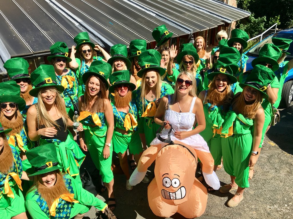 JenCheerco's tweet photo. Nobody puts Baby in the corner!! Especially when she has 30 leprechauns in her #squad 🙌🏻 Jenny and her hens were absolutely brilliant this afternoon at her #dirtydancing themed #henparty in #york Well done ladies you smashed it 👏🏻@CheerleadingCo #danceparty #cheercohens https://t.co/cJT4KON8m5