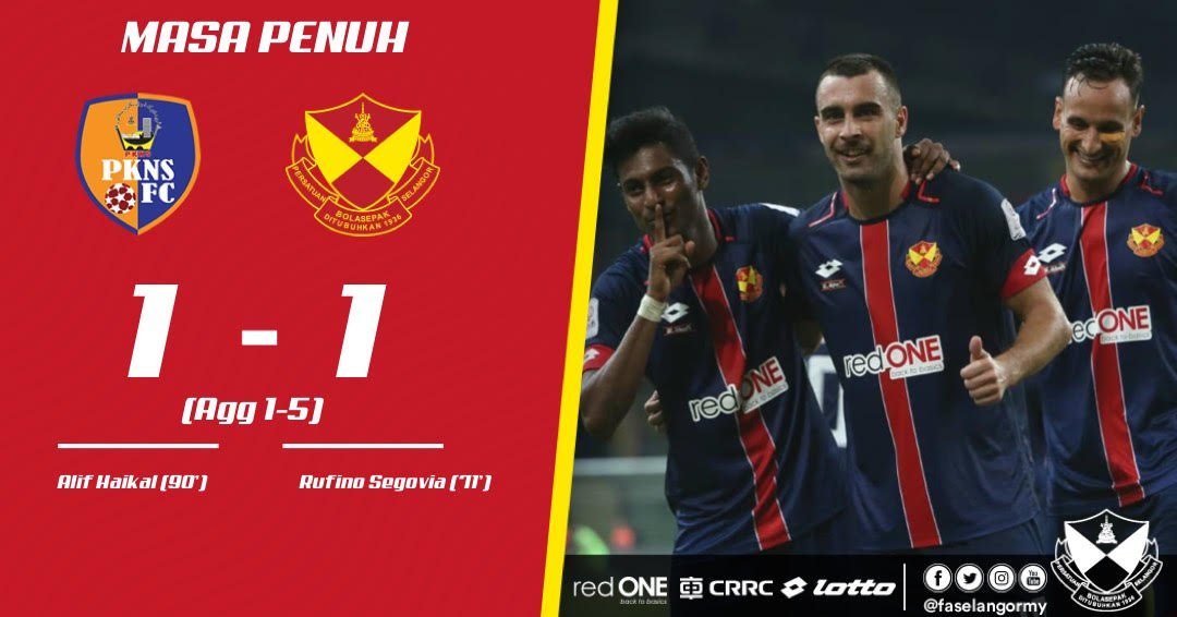 selangorfc's tweet photo. MASA PENUH Perlawanan Separuh Akhir 2 #ShopeePialaFA di Stadium Shah Alam menyaksikan #RedGiants berjaya menyingkirkan PKNS FC untuk layak ke pentas final buat kali ke-8 #PKNSvSEL 1-1(Agg 1-5) https://t.co/dNww2d1MUq