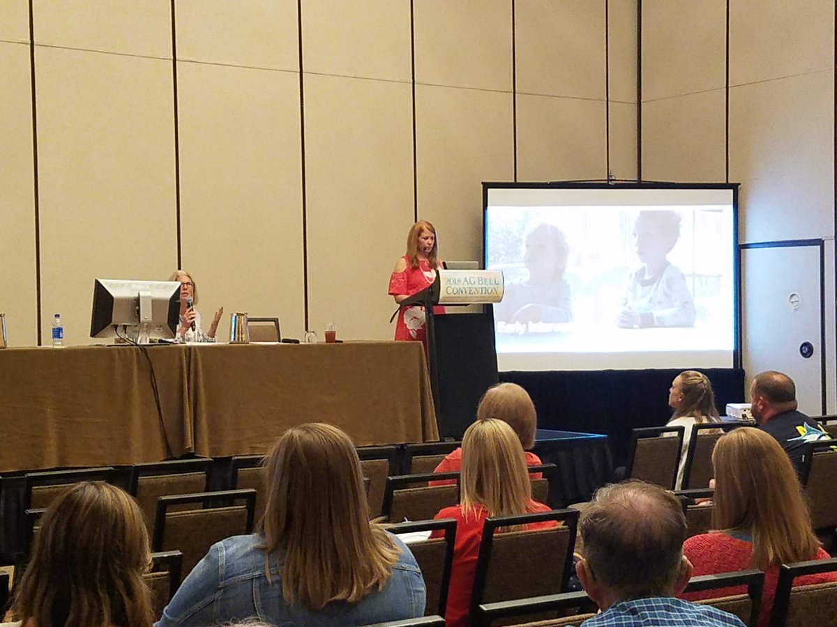 clarkeschools's tweet photo. What happens when the parent of a Clarke student becomes a Board Member and advocate for children with hearing loss? A great presentation at the #2018AGBellConvention with @SFickenscher highlighting the parent and practitioner perspectives of the LSL path! #LSLsuccess https://t.co/LsLgJH7aHt