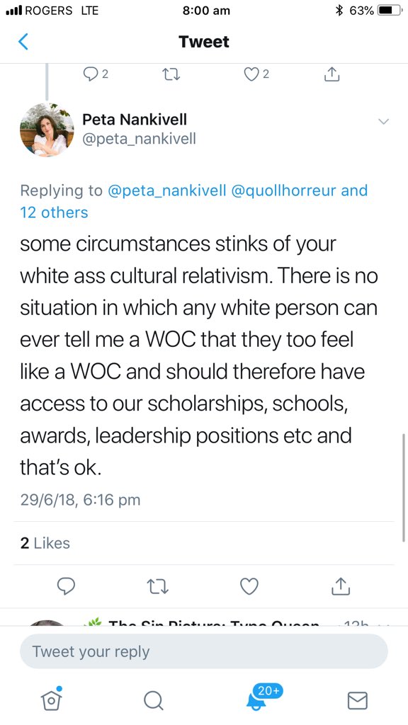 So, I mentioned Peta had rant as well. Here are the tweets and direct links to my comments.  https://twitter.com/quollhorreur/status/1012867613800591360?s=21 https://twitter.com/quollhorreur/status/1012869221833834496?s=21 https://twitter.com/quollhorreur/status/1012869564990779393?s=21 https://twitter.com/quollhorreur/status/1012870237534879745 #TERFgoggles