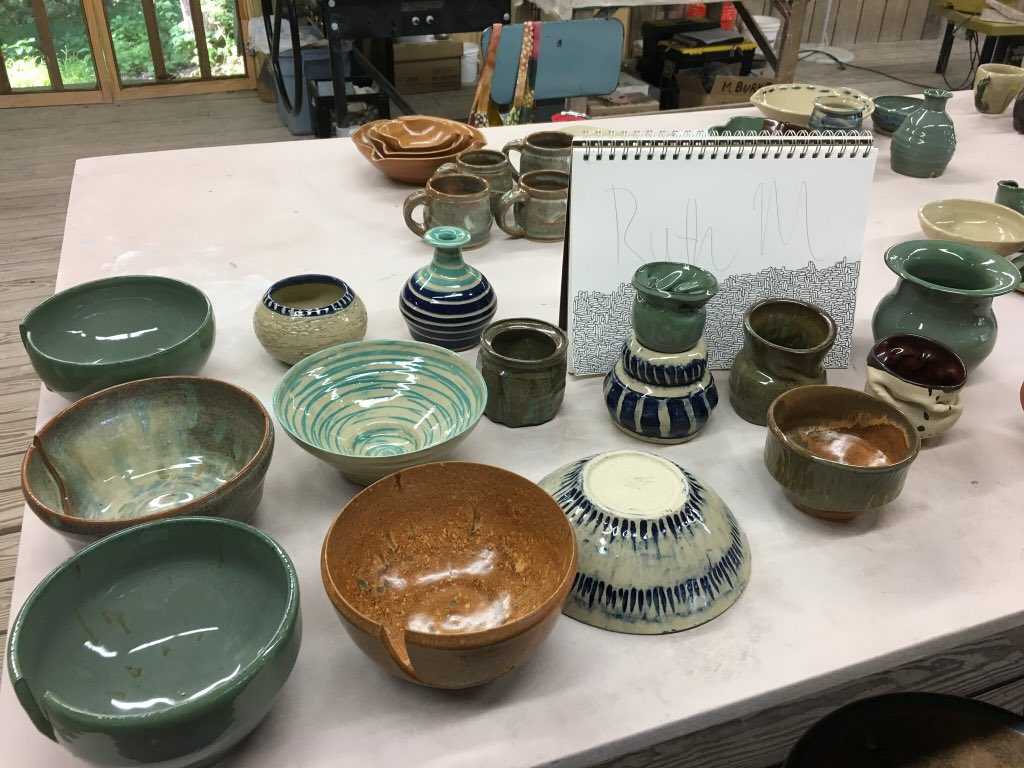 I spent last week helping with Teen Week @touchstonecraft. Ruth, one of @Hampton_Talbots many talented art students, was in attendance. She grew so much in her already amazing wheel throwing skills! #hamptonproud #wheelthrownceramics