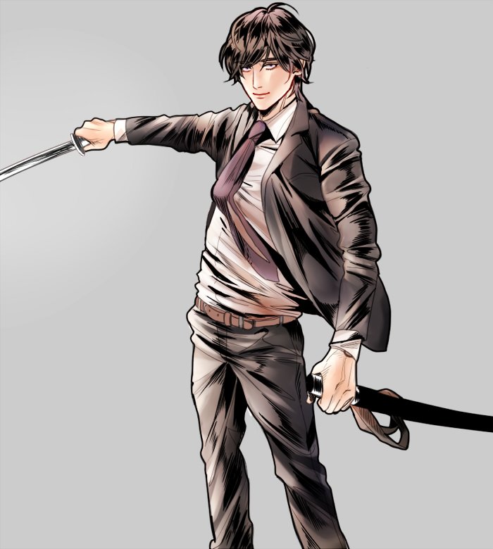 スーツと刀いいね ぽんっ のイラスト