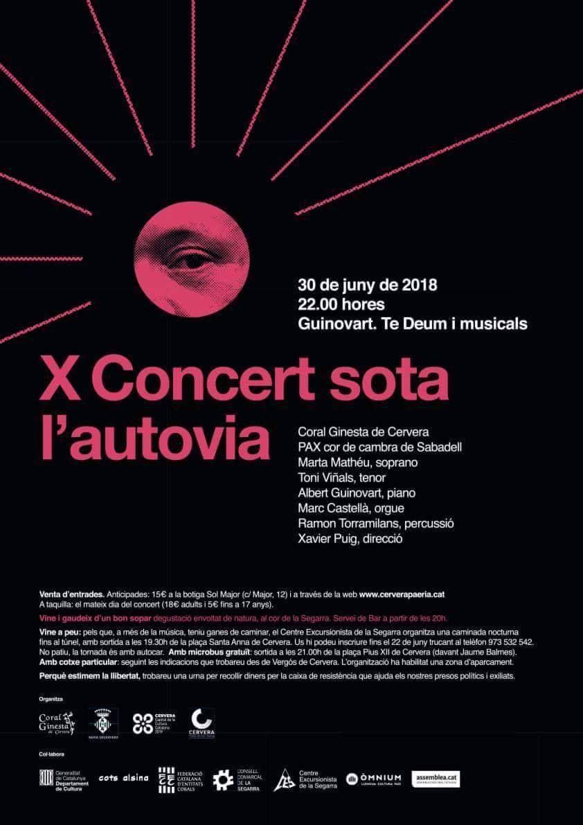 Tot a punt pel Concert sota l'autovia #Concertsotalautovia. #TeDeum @guinovartalbert A partir de les 20h hi podreu sopar. @omnium @segarra_x_indep
@coral_ginesta