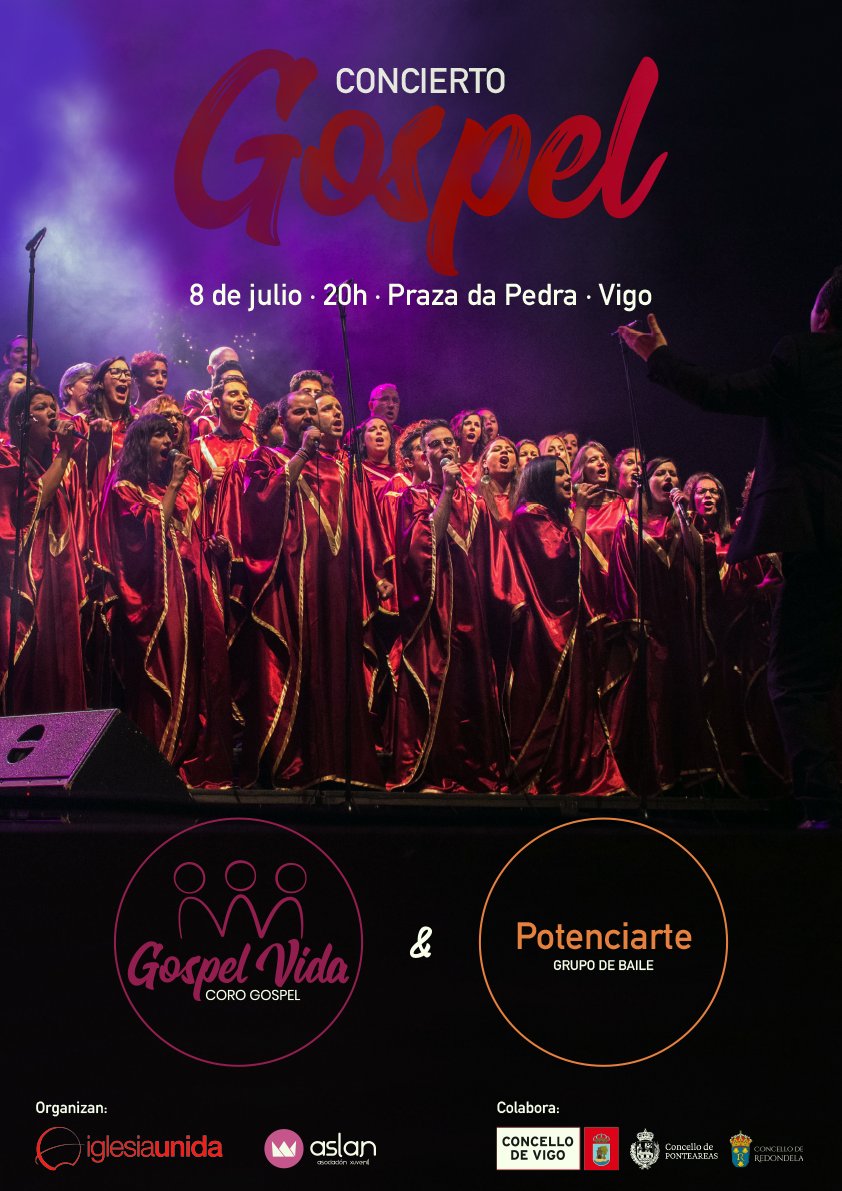 CoroGospelVida's tweet photo. ¿Nos vemos el 8 de julio? Praza da pedra. 20.00 hrs

Nosotros ponemos la música, potenciarte el baile, tú solo tendrás que preocuparte de disfrutar 😉

#gospelvida #gospelmusic #gospel #music #vigomola #pontevedra #concierto #potenciarte #dance #performance https://t.co/7eYiHR6xml