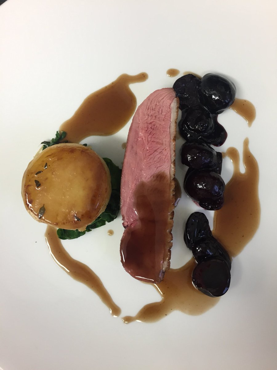 RussellBCaC's tweet photo. Roast duck with spiced cherries, thyme jus @cornishkitchen #guestchefdinner
@NewtonJohnsonSA 2016 Pinot Noir served with the duck. https://t.co/VjE5YjaNvh
