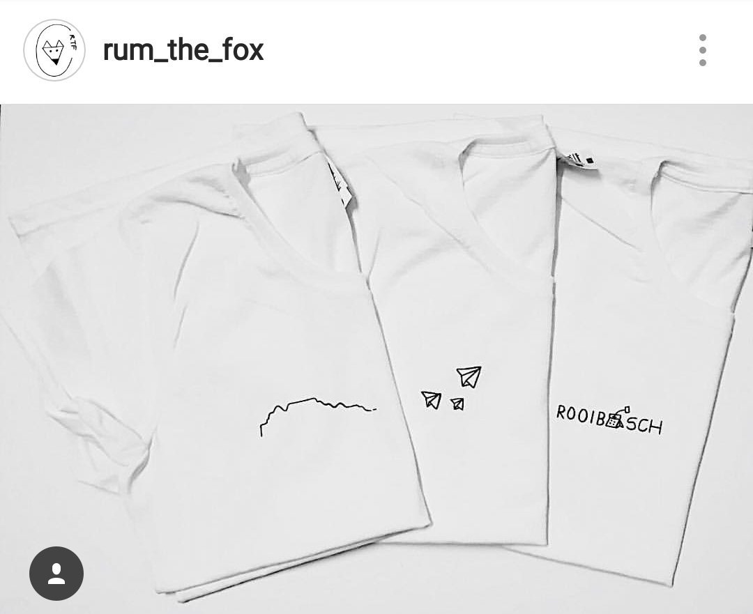 Ek het n hemp besigheid.
100% katoen.
Ontwerpe is oorspronklik en word met die hand opgeteken.
Asb gaan kyk en support. 
@rum_the_fox of <a href="/noownw/">Noownw</a> op insta.